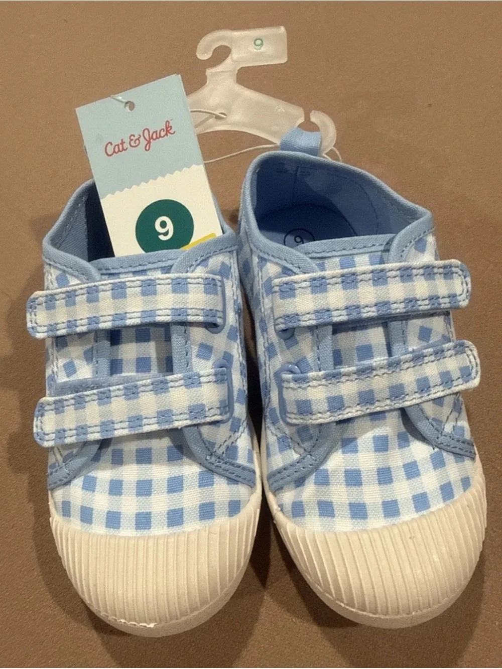 Cat & Jack Baby/Toddler Blue Gingham Velcro Sneakers Size 9 NWT